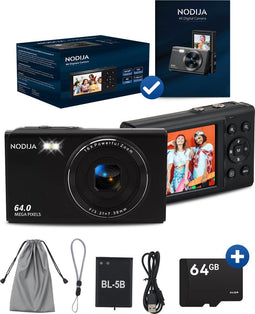 NODIJA KP03 - Digitale Camera 4K - 64MP Autofocus Wifi - Zwart