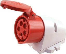 CEE wandcontactdoos 400V 5 polig 16A met label rood D51S31