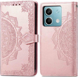 imoshion Hoesje Geschikt voor Xiaomi Redmi Note 13 (5G) Hoesje Met Pasjeshouder - imoshion Mandala Bookcase - Rosé Goud