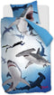 FREEK VONK Happige Haaien dekbedovertrek - Eenpersoons - 140x200 - Katoen - Blauw
