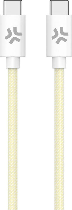 Celly USB-C > USB-C Katoen Gevlochten Kabel 1,5 meter Geel