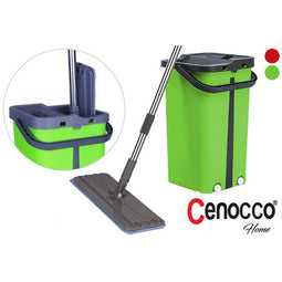 Cenocco - Platte dweil met emmer - Groen - 39 x 23 x 19 cm