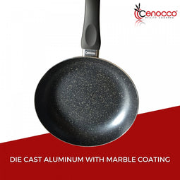 Cenocco Set Van 3 Koekenpannen Met Marmeren Coating Zwart