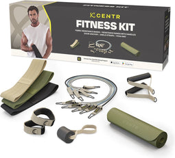 Centr by Chris Hemsworth Fitness Kit 14 in 1 - 3x Weerstandsband - 5x Fitnesstube - 2x D-hendels - 2x Ankle Straps - 1x Deuranker - 1x Reistas - Thuis fitness