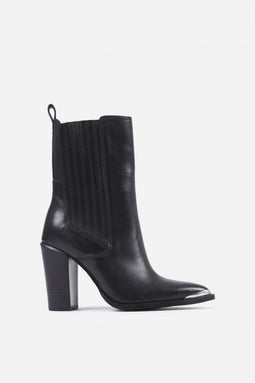 BRONX new-americana - Enkellaars - Gladleer met binnenrits en metalen neus - Zwart