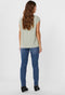 Vero Moda VMLAVA PLAIN SS TOP LUREX STRIP GA NOOS - Dames T-shirt - Kaki groen - Maat XS