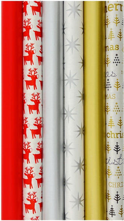 Kerst cadeaupapier - Set van 6 rollen - 2 en 3 meter - Multikleur