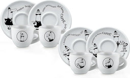 Bialetti koffiekop met schotel - porselein - set van 4