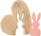J-Line decoratie Hart Met Konijn - hout - roze - paasdecoratie