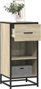 vidaXL - Dressoir - 35,5x35x76 - cm - bewerkt - hout - en - metaal - sonoma - eikenkleur