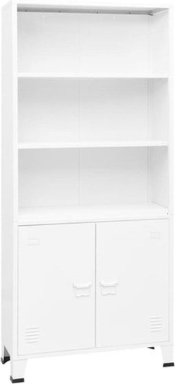 vidaXL - Boekenkast - industrieel - 80x32x180 - cm - staal - wit