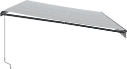 vidaXL - Luifel - handmatig - uittrekbaar - en - LED - 600x350 - cm - antraciet - en - wit