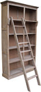 HSM Collection-Boekenkast Met Trap-136x40x235-Naturel-Teak