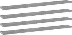 vidaXL - Wandschappen - 4 - st - 80x10x1,5 - cm - bewerkt - hout - betongrijs