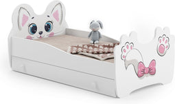 Kinderbed - roze poes - 140x70cm - met matras en lade