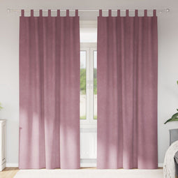 vidaXL - Zwarte - Gordijnen - met - Hanglussen - 2 - stuks - Donkerroze - Velvet