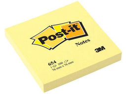 Memoblok 3M Post-it 654 76x76mm geel - 12 stuks