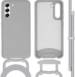 iMoshion Hoesje Geschikt voor Samsung Galaxy S21 FE Hoesje Met Koord - iMoshion Color Backcover met afneembaar koord - Grijs
