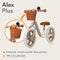 Lionelo Alex Plus - Loopfiets - 12” Lekvrije Banden - Verstelbaar Zadel (30-35 cm) & Stuur (52-58 cm) - Beige