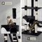 tectake® Kattenkrabpaal XXL Hansi - Plafondhoogte 243-260 cm - 2 kattenhuisjes 2 trappen - Zwart/Wit