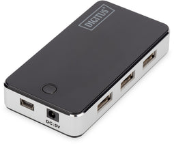 Digitus DA-70222 - USB 2.0-hub - 7 poorten - Zwart Zilver