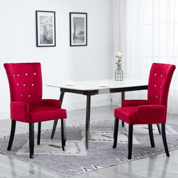 vidaXL - Eetkamerstoel - met - armleuningen - fluweel - rood