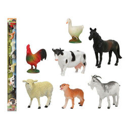 7x Plastic boerderij dieren speelgoed figuren 9 cm - kinderen - Speelgoeddieren - Speelgoedfiguren - Dieren speelset boerderijdieren