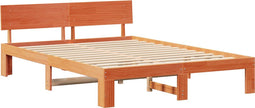 vidaXL - Bedframe - met - Gepersonaliseerd - Hoofdbord - Bruin - 150x200 - cm - Massief - Grenenhout