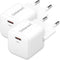 Intenso W30C - Power Adapter - 30W USB-C Snelladen - Wit (2 stuks)