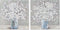Schilderij Home ESPRIT Shabby Chic Vaas 80 x 3 x 80 cm (2 Stuks)