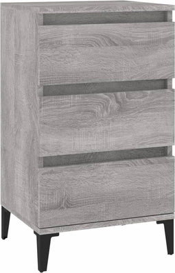 vidaXL - Nachtkastje - 40x35x70 - cm - bewerkt - hout - grijs - sonoma - eikenkleurig