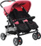vidaXL - Tweelingkinderwagen - staal - roze - en - zwart
