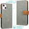 iMoshion Hoesje Geschikt voor iPhone 13 Hoesje Met Pasjeshouder - iMoshion Luxe Canvas Bookcase - Grijs