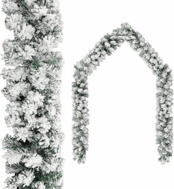 vidaXL - Kerstslinger - met - sneeuw - 5 - m - PVC - groen
