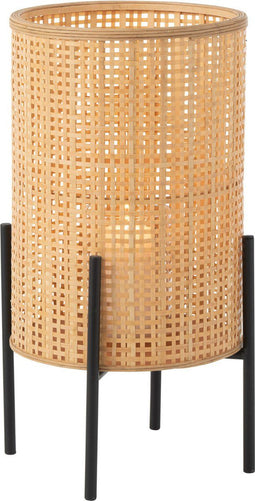 J-Line lantaarn Op Voet - bamboe - naturel - large