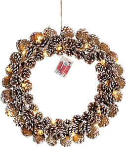 House of Seasons Kerstkrans - LED Verlichting 30 lampjes - Ø48 cm - Bruin