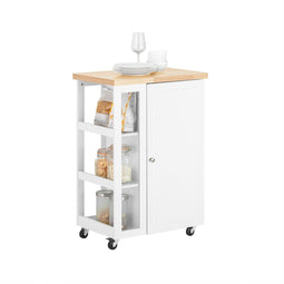 SoBuy FKW75-WN - Buffetkast - Wielen en 3 planken - Wit