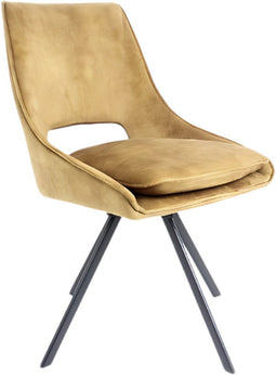 Meubelplaats Eetkamerstoel Milou Velvet Draaibaar Oker - By-Olaf - Set van 2 - Luxe en Comfort