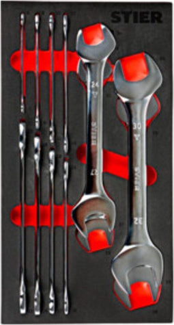 STIER dubbele steeksleutelset SW 6 - 32 mm - 12 stuks in zachtschuiminlage (EVA)