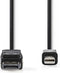 Mini DisplayPort-Kabel - DisplayPort 1.2 - Mini-DisplayPort Male - DisplayPort Male - 21.6 Gbps - Vernikkeld - 1.00 m - Rond - PVC - Zwart - Envelop