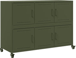 vidaXL - Dressoir - 100,5x39x72 - cm - staal - olijfgroen