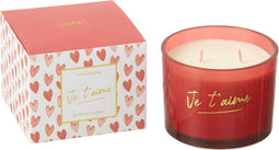 J-Line geurkaars 'Je T'aime' - glas - rood - small - 30U