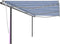 vidaXL - Luifel - handmatig - uittrekbaar - met - palen - 6x3 - m - blauw - en - wit