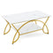 Costway Coast - Salontafel - Imitatiemarmer - Gouden Frame - 100x50x45cm