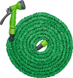 Kinzo Flexibele Tuinslang 15M - Incl. Opzetstuk - Sproeikop met 7 Spraystanden - Kunststof - Groen/Grijs