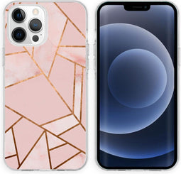 iMoshion Hoesje Geschikt voor iPhone 13 Pro Hoesje Siliconen - iMoshion Design hoesje - Roze / Meerkleurig / Goud / Pink Graphic