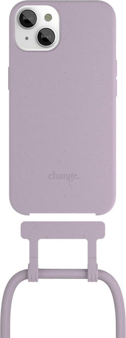 Change 2 in 1 Bio Case - geschikt voor iPhone 14 - afneembaar nekkoord - gemaakt van bio-materialen - Lilac