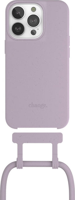 Change 2 in 1 Bio Case - geschikt voor iPhone 14 Pro Max - afneembaar nekkoord - gemaakt van bio-materialen - Lilac