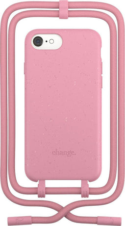Change Case 2 in 1 Bio case - met afneembaar en verstelbaar nekkoord - voor iPhone SE - Coral Pink
