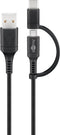 Charging and synchronization cable combination cable, cable with Micro-B and USB-C connector, 2in1 c